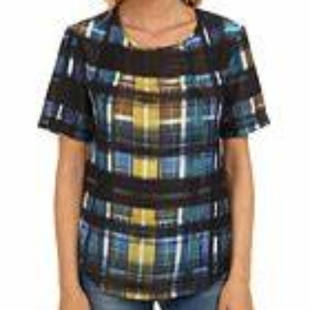 Trina Turk women's size S small "Clemence" short sleeve open up tulip back top